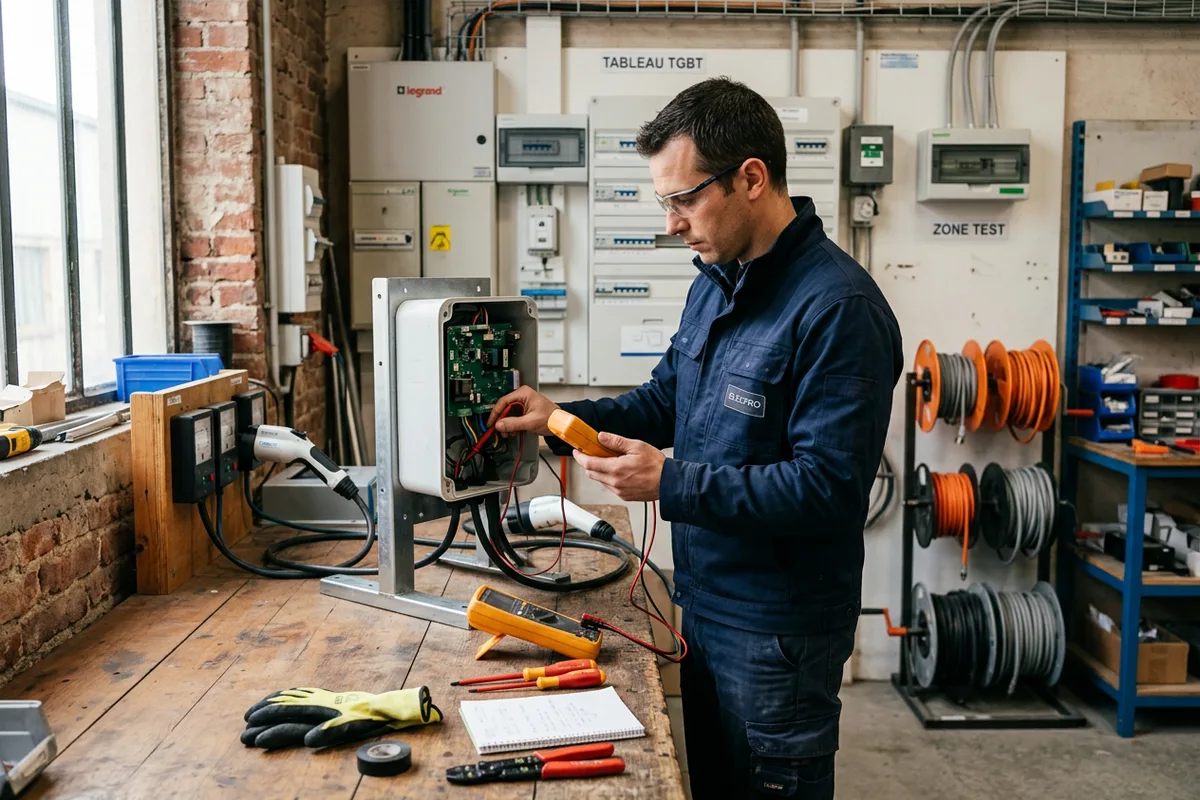 Préparation technique pour pose de borne de recharge électrique à Longperrier