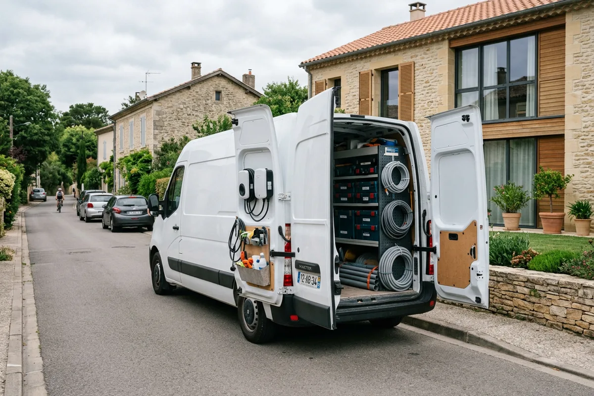 Véhicule d'intervention pour installation borne de recharge rapide à Saint-Benoît